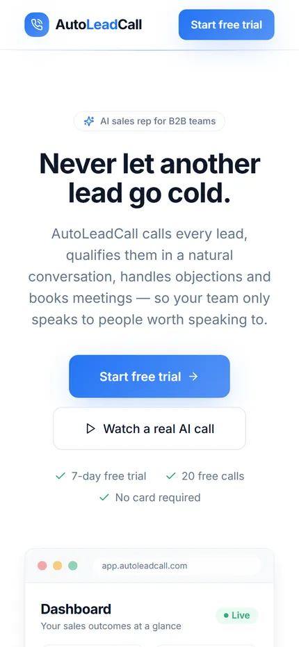AutoLeadCall on mobile