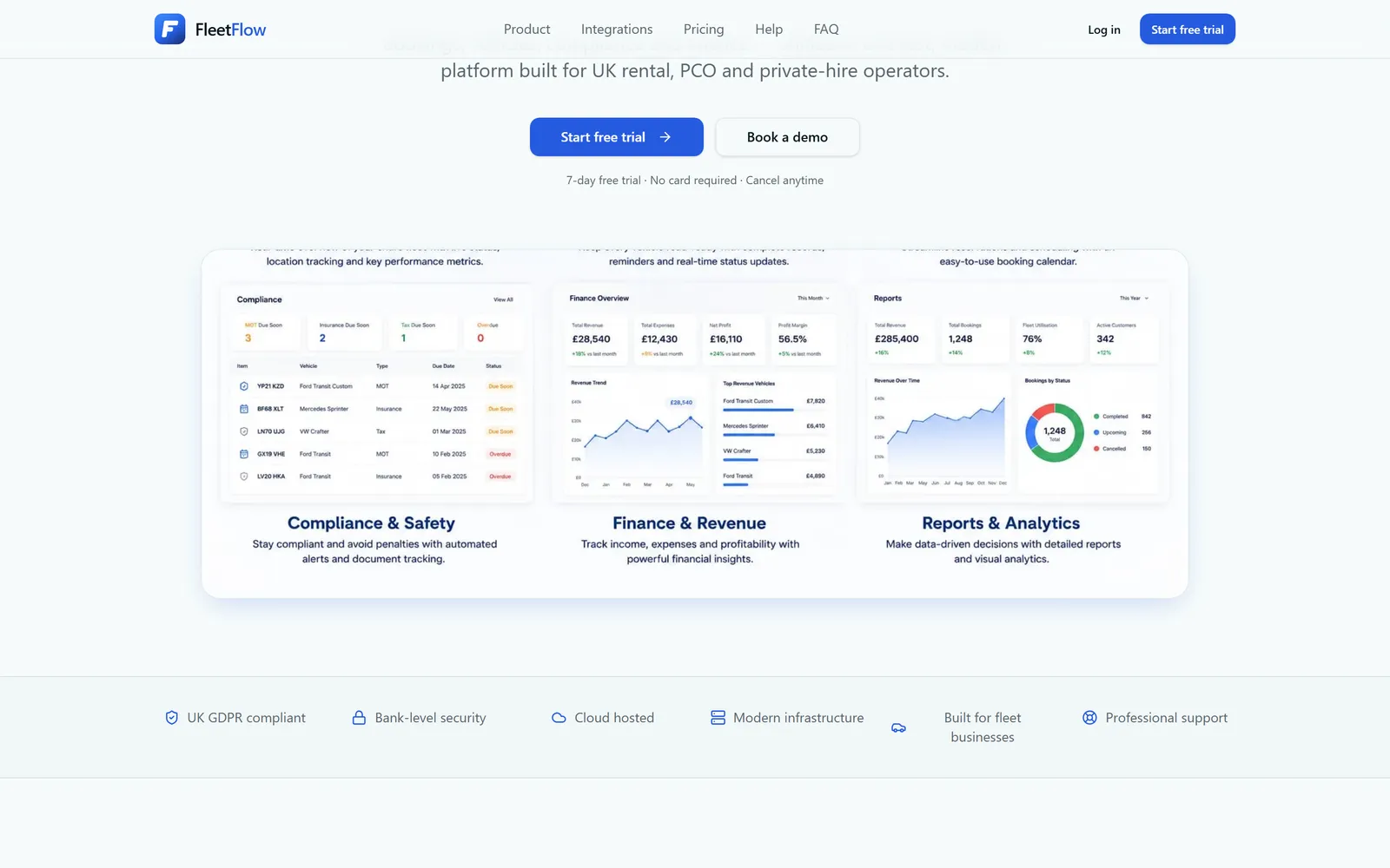 FleetFlowApp interface